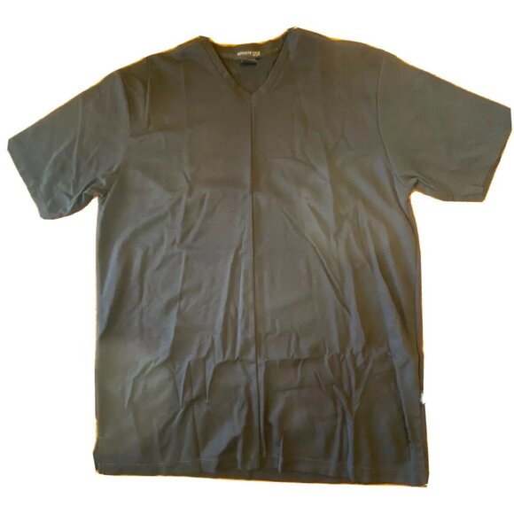 Kenneth Cole New York Mens Black V-Neck T-Shirt L/G 100% Nylon Lightweight - Picture 1 of 4